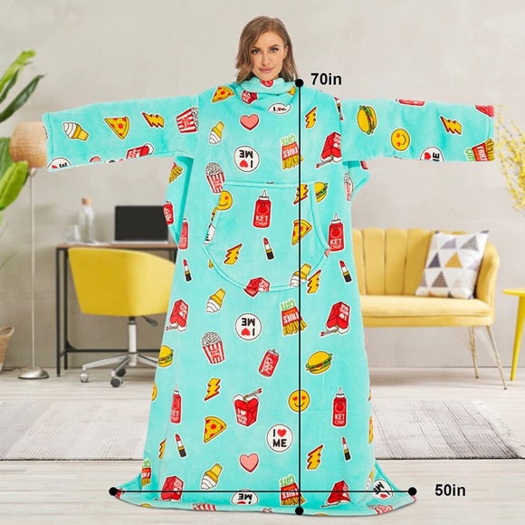 New - Sherpa Wearable Blanket with Sleeves for Adults Super Soft Warm Cozy Throw - Picture 12 of 15